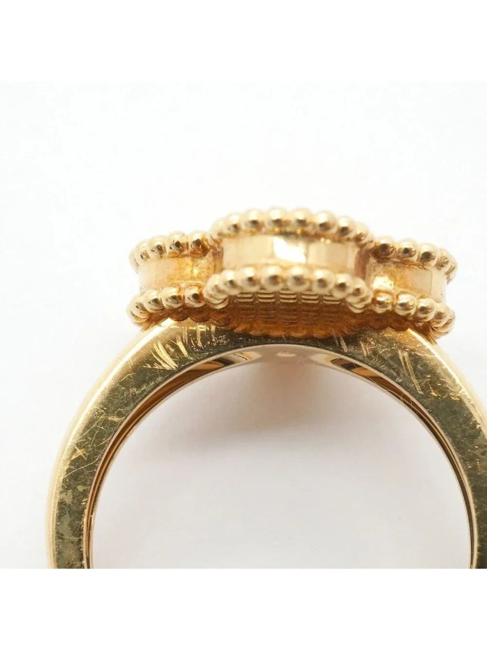 Van Cleef & Arpels Ring Vintage Alhambra Guilloche 18K Yellow Gold